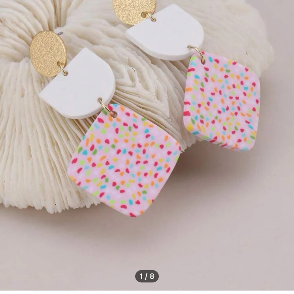 New pink confetti geometric earrings